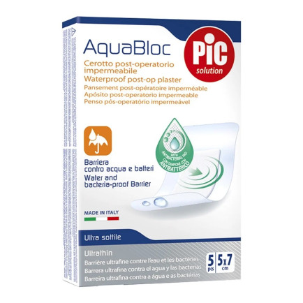 PiC Antibakterijski pooperativni obliž AquaBloc 5 x 7 cm 5x