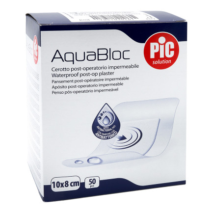 PiC Antibakterijski pooperativni obliž AquaBloc 10 x 8 cm 50x